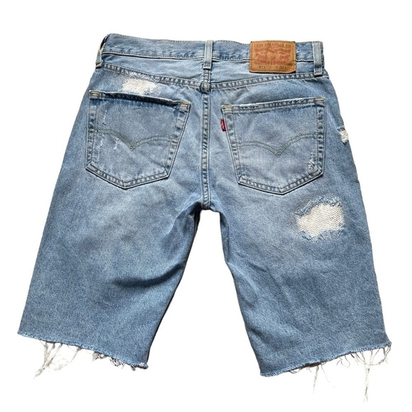 Levi’s 511 Men’s Slim Cut Off Denim Shorts Size 30 Distressed Light Wash Cotton - Picture 7 of 11